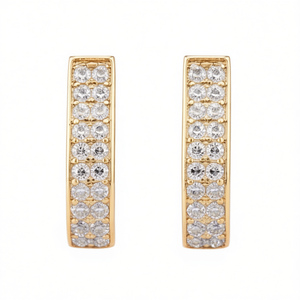 Orecchini a Perno E2444 in Oro con Diamanti Taglio Brillante Rotondo, Montatura a Griffe, Design Geometrico Classico da Donna per Uso Quotidiano - Product Image 1