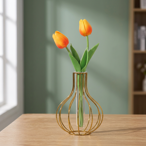 DREA Metaledge Art Deco - Soporte para Plantas Hidropónicas de Metal Dorado de Alta Calidad, Modelo de Tubo de Metal para Mesa - Product Image 1