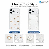 Coque de téléphone Ins Style créative électroplaquée effet brillant yeux étincelants en TPU+PC, protection intégrale avec design artistique pour 18/17/16/15/14 Pro Max