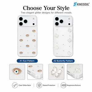 Coque de téléphone Ins Style créative avec yeux scintillants en TPU+PC, support magnétique, protection 360° pour 17/16 Pro Max/15/14 KingSoul - Product Image 4