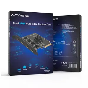Acasis 4 채널 HD 호환 PCIE 비디오 캡처 카드 1080p 60fps OBS Wirecast 라이브 방송 스트리밍 어댑터 쿼드 포트