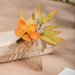 Accessoires de style rétro, épingles à cheveux Hanfu, peignes à cheveux, accessoires capillaires traditionnels chinois, fleurs en velours, alternatives à - Product Image 4