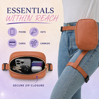 Sac de cuisse unisexe personnalisé en cuir PU imperméable, forme boîte, avec harnais, pochette banane, sangle de jambe et fermeture éclair