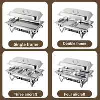 Ensemble de réchauds rectangulaires professionnels en acier inoxydable pour buffet, avec support pliable et chauffage à l'alcool