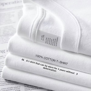 Heavyweight 300g tinh khiết bông Ngắn Tay Áo Crew cổ phong cách cơ bản unisex giản dị lỏng phù hợp với T-Shirt Trắng Cơ <span class=keywords><strong>S</strong></span>ở màu rắn - Product Image 4