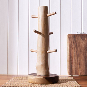 Vente en gros de décor de ferme vintage rustique <span class=keywords><strong>porte</strong></span>-tasses arbre support de tasse rangement avec crochets tasse à café en bois support de tasse à café - Product Image 4
