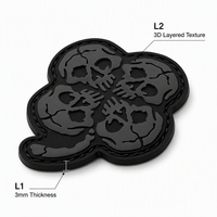 Patch moral 3D PVC Trèfle Crâne Lumineux Style Tactique avec Crochet et Boucle, en Stock, Prêt à l'Expédition, Patchs en Caoutchouc pour Sac à Dos