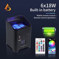 Projecteur PAR sans fil à batterie 6x18W RGBWA UV 6-en-1 DMX, éclairage LED sans fil sur batterie
