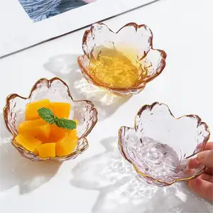 Sıcak satış yaratıcı japon pembe kiraz çiçeği cam yemekleri baharat çanak küçük kase sevimli tencere sos sirke çanak