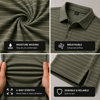 Polo de Golf de Manga Corta con Rayas Onduladas para Hombre, Secado Rápido, Transpirable, de Alto Rendimiento, Fabricación ODM, Logotipo Personalizado, Venta al Por Mayor