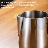 Pichet à lait en acier inoxydable écologique exclusif transfrontalier pour latte art, ustensile de mousseur à café avec bec verseur 350ml 600ml