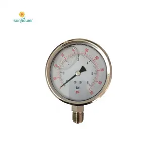 100mm Stainless steel cover brass direct bottom CE standard capsule pressure gauge with bayonet ring bezel