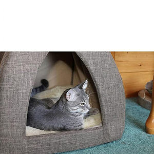 Venta al por mayor personalizado interior invierno beige felpa gato caja cama casa comodidad acogedora calmante camas para mascotas para perros y gatos - Product Image 6