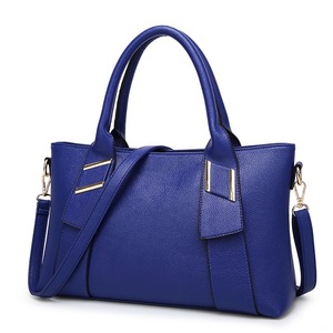 Blue lychee pattern <b>handbag</b> with <b>gold</b> decoration, simple and elegant - Product Image 4
