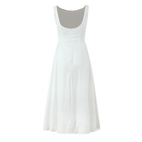 HanOu 2025 3 Colorway dos fermeture éclair braguette couleur unie sans manches col rond décontracté mode coton robe mi-longue pour les femmes