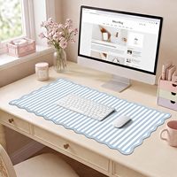 Tapis de souris vierges à sublimation avec bords festonnés ondulés à rayures bleues pour le bureau