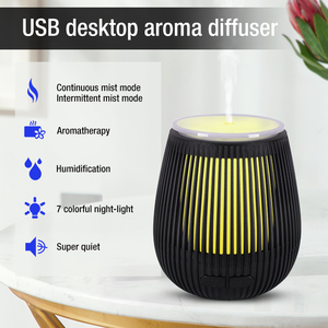 מכשיר אדים חשמלי 100ML עם חיבור USB, מפזר ארומה עם גימור עץ, מיני, כולל 7 נורות <span class=keywords><strong>LED</strong></span> לרכב, לבית ולמשרד - Product Image 2