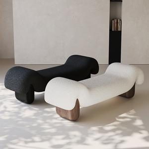 Creative Textured Velvet <b>Shoe</b> Changing Bench Italian Minimalist Design Multi Function Entryway Furniture - Product Image 3