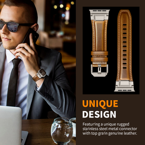 Nouveau bracelet en cuir pour <span class=keywords><strong>Apple</strong></span> <span class=keywords><strong>Watch</strong></span> Ultra 10 9 8 <span class=keywords><strong>7</strong></span>, style vintage Crazy Horse, bracelet en cuir pour hommes - Product Image 3
