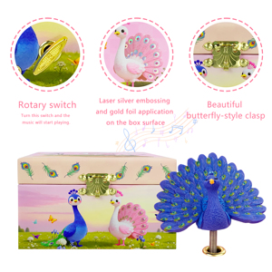 Custom Rotating Paper Music Box with Peacock Doll for Eco-Friendly Jewelry Storage &amp; Gift for Girls - Product Image 3
