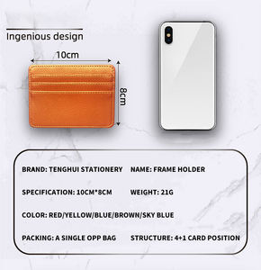 低MOQ高級手作りカスタマイズロゴ本革<span class=keywords><strong>ID</strong></span>カードホルダーウォレットスリムカードホルダークレジットカードカバー - Product Image 4