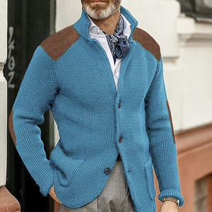 Nuovo Cardigan con risvolto sottile cappotto lavorato a maglia a maniche lunghe maglione Cardigan Casual taglie forti da <span class=keywords><strong>uomo</strong></span> - Product Image 2