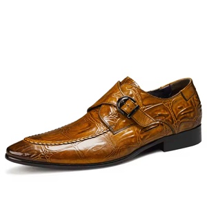 Chaussures montantes pour hommes en cuir véritable, motif floral, imperméables, légères, formelles, à bout pointu, avec boucle britannique, antidérapantes - Product Image 6