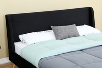 Cadre de lit d'hôtel moderne Willsoon Échantillon gratuit Matériau de rembourrage noir Queen King Size avec style contreplaqué