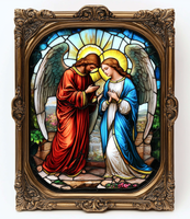 Vente en gros couleur fenêtre design ange religieux peinture à l'huile imprimé cadre photo décoration