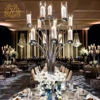 Accessoires de décoration pour salle de mariage, panneaux de signalisation pour événements de mariage, table de réception, hôtel, 12 grands chandeliers avec couvercle en verre