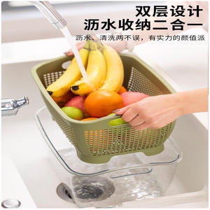 ตะกร้าพลาสติกอเนกประสงค์ขนาดใหญ่สำหรับล้างผักผลไม้ในอ่างล้างจาน ใช้สำหรับล้างข้าว ใช้ในบ้าน - Product Image 4