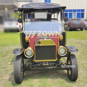 Voiture électrique vintage noire multiplace avec garnitures dorées pour le transport touristique en station balnéaire - Product Image 5