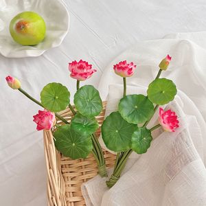 Bouquet de fleurs de lotus artificielles en soie, haute simulation, pour la décoration de la maison, accessoires de mariage, offrandes du Nouvel An chinois - Product Image 4