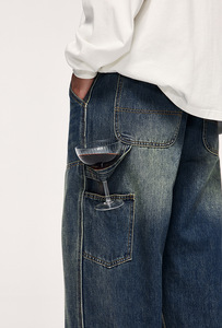 Nuovo all'ingrosso alla moda larghi larghi lavati larghi pantaloni <span class=keywords><strong>Jeans</strong></span> da <span class=keywords><strong>uomo</strong></span> Casual su misura Denim <span class=keywords><strong>Jeans</strong></span> da <span class=keywords><strong>uomo</strong></span> - Product Image 3