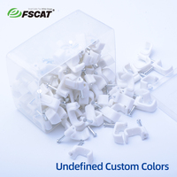 Fscat 4MM Clip de câble à clou plat Accessoires électriques Rétention de fil PE Clip de câble à clou blanc