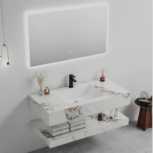 Mueble de Baño Flotante CR Green Marble con Espejo LED Inteligente y Lavabo Integrado - Product Image 5