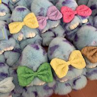 Nouveau porte-clés en peluche de 10 cm, lapin mignon avec nœud papillon, style princesse, poupée en peluche de dessin animé, cadeau unisexe, porte-clés en peluche et breloque de sac