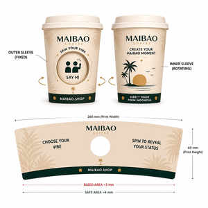 Custom Printed ECO Disposable Double Wall Window Sleeve Rotating <b>Paper</b> Cup Interactive <b>Pattern</b> Reveal Design Coffee Cup for Cafe - Product Image 1