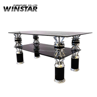 Table basse en verre trempé, pieds en métal, design moderne, livraison gratuite