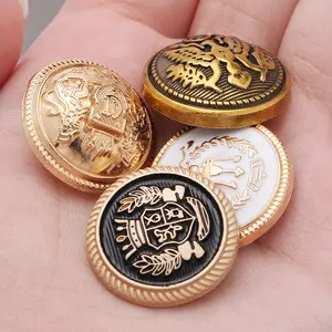 Toptan özel logo bezeme shank altın kazınmış baskı düğmeleri alaşım metal düğme