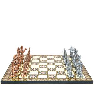 Figurines égyptiennes en métal, 4 pièces, échecs, avec planche