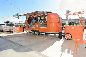 Chariot de vente ambulante multifonctionnel en acier inoxydable à 4 roues pour glaces, restauration rapide, hamburgers, frites et boissons gazeuses - Product Image 2