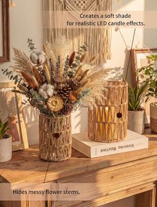 Ensemble <span class=keywords><strong>de</strong></span> lanternes bohèmes en <span class=keywords><strong>rotin</strong></span>, 2 porte-bougies cylindriques en verre, vases <span class=keywords><strong>de</strong></span> style farmhouse, centres <span class=keywords><strong>de</strong></span> <span class=keywords><strong>table</strong></span> pour la maison et la <span class=keywords><strong>table</strong></span> basse - Product Image 5