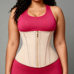 Faja Reductora de Látex Transpirable con Cierre de Cremallera y Ganchos para Mujer, Control Firme de Abdomen, Corsé Corporal con Soporte de Espalda y Varillas de Acero - Product Image 1
