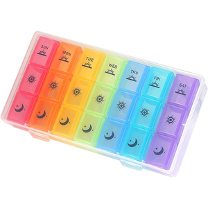 Customization Stock Plastic Product Rainbow Color 7 Day <b>Pill</b> Organizer 21 <b>Cases</b> Weekly <b>Pill</b> Boxes - Product Image 1
