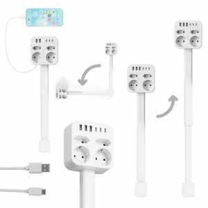 電気ソケット,EUの壁コンセント用エクステンダープラグ適切なベッドサイドテーブルソファの後ろに回転可能長さ調節可能 - Product Image 2