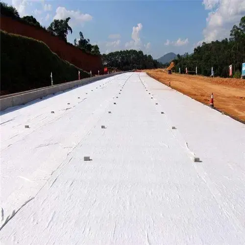 White polyester pet short fiber needle punched non woven green construction geotextile fabric landscape