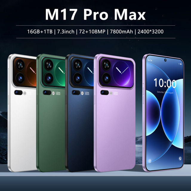 New Arrival M17 Pro Max 5G Mobile Phone 72+108MP Dual Camera 2400*3200 HD Display