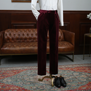 Velours rouge simple boutonnage col à revers cranté coupe ajustée 2 pièces costume <span class=keywords><strong>homme</strong></span> <span class=keywords><strong>pour</strong></span> soirée - Product Image 6