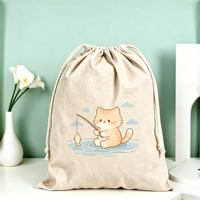 Sac cadeau en toile réutilisable à cordon, motif dessin animé, pochette de rangement souple, écologique, pour foire, marché, stand de vente au détail